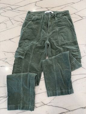 Altar'd State Olive Green Corduroy Straight-Leg Cargo Pants